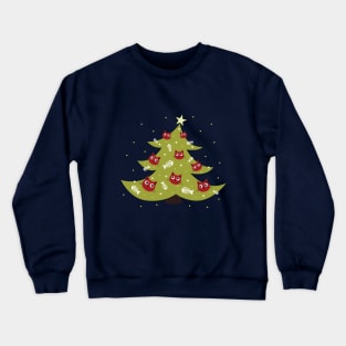 Cat Christmas Tree With Fish Ornaments Crewneck Sweatshirt